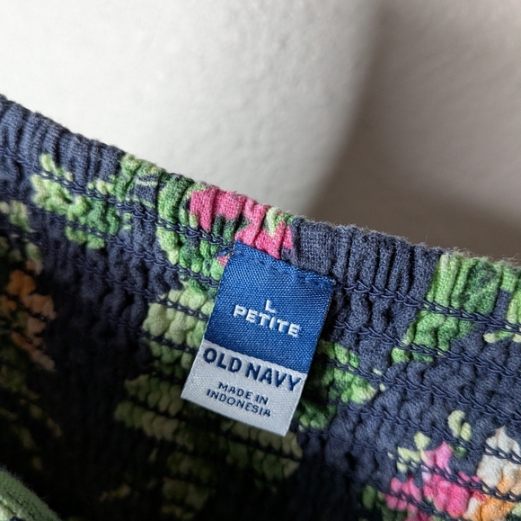 Old Navy Womens Blue Linen Blend Cottagecore Floral Midi Fit & Flare Dress LP - Picture 7 of 9